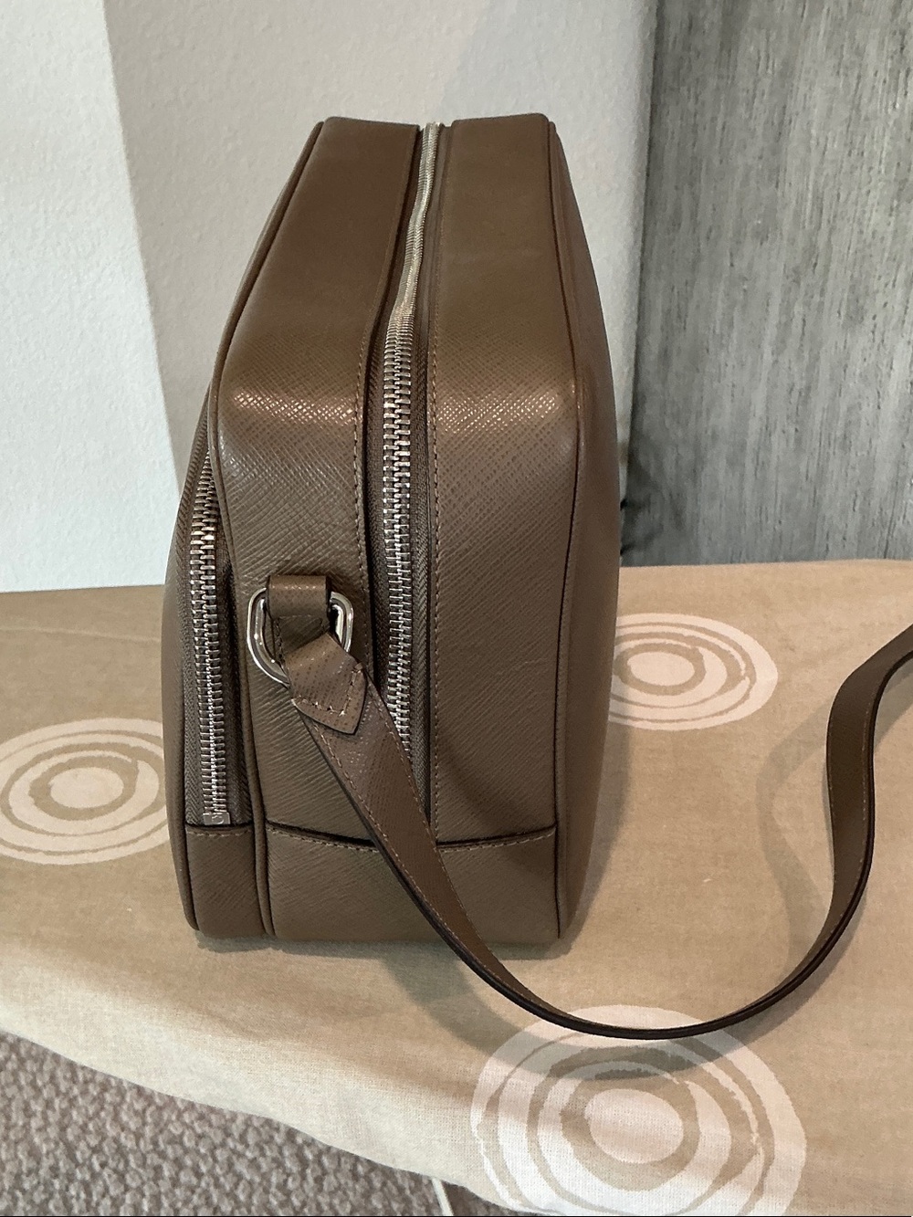 Mont Blanc Taupe Brown Satorial Leather Messenger Bag - Picture 6 of 14